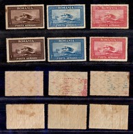 ESTERO - ROMANIA  - 1928 - Posta Aerea (336X/338X + 336Y/338Y) - Le Due Serie Complete Con Le Diverse Filigrane - Gomma  - Sonstige & Ohne Zuordnung