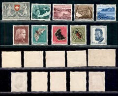 ESTERO - SVIZZERA - 1953 - Pro Patria + Pro Juventute (580/584 + 588/592) - 2 Serie Complete - Gomma Integra (28) - 1843-1852 Federal & Cantonal Stamps