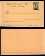 VARIE  - INTERI POSTALI - Biglietto Postale Da 15 Cent (B 13) - Nuovo - Autres & Non Classés