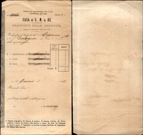 VARIE  - VARIE  - 1881 - Casa Di S.M. Il Re - Trasporti Sulle Ferrovie - Da Como A Bologna - Ricevuta Per Giustificativo - Prephilately