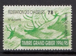 FISCAL PERMIS DE CHASSE - TIMBRE GRAND GIBIER 1994-1995 - FEDERATION 78 - HUNTING REVENUE - Stamps