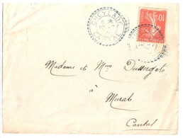 CHEYLADE Cantal Lettre Ob 12 7 19108 Ob Recette Distribution Type FB84 Lautier B3 10c Semeuse Yv 137 - Lettres & Documents
