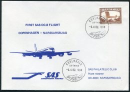 1982 Greenland Denmark SAS First Flight Cover. Slania Aircraft - Cartas & Documentos