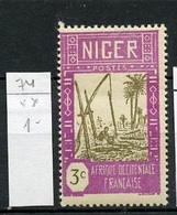 Niger 1939-40 Y&T N°74 - Michel N°58 *** - 3c Puit - Nuevos