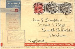 7-11-31 - AUSTRALIA- ENGLANG From Melbourne  - Christas Greetings - Erst- U. Sonderflugbriefe