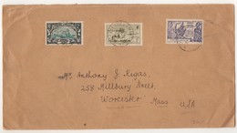 Lettre De St Pierre Pour Les USA De 1941 3 Timbres Dont Le 2F Chalutier - Storia Postale