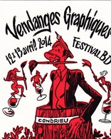 Etiquette Vin CHAUZY Jean-Christophe Sérigraphiée Festival BD Condrieu 2014 - Arte Della Tavola