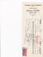 ROQUEFORT GABRIEL COULET FROMAGES VRAIS ROQUEFORT AVEC CACHET SAINT AFRIQUE TIMBRE ANNEE 1954 A MR LACROIX BEZIERS - Zonder Classificatie