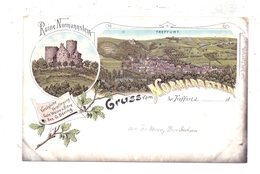 0-5908 TREFFURT, Gruss Vom Normannstein, Lithographie, Ruine Und Gesamtansicht Treffurt - Bad Salzungen