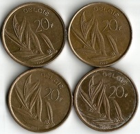 Lot 4 Pièces De 20 Francs Belgique NLD - 20 Francs