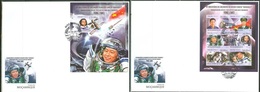 Mozambico 2013, Space, Chinese Astronaut Yang Liwei,flag,  6val In BF +BF In 2FDC - Africa