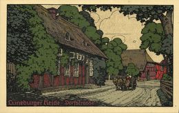 Delcampe - LÜNEBURGER HEIDE, Dorfstrasse, Pferdewagen, Steindruck (1910s) AK - Lüneburger Heide