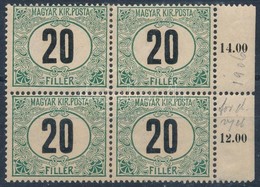 ** 1905 Zöldportó 20f ,,B' ívszéli Négyestömb (64.000++) - Autres & Non Classés