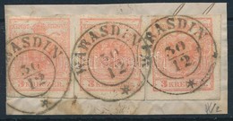 1850 3 X 3kr HP III. Vízjellel 'WARASDIN' - Sonstige & Ohne Zuordnung