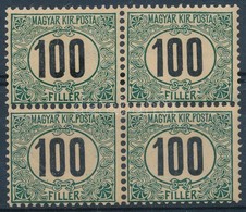 ** * 1903 Zöldportó 100f Négyestömb Számvízjellel, 1 Bélyeg Falcos / 1 Stamp Hinged - Autres & Non Classés