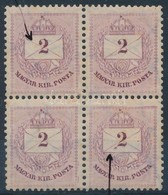 ** 1881 2kr II. Típ. Négyestömb Karcokkal, Folttal - Autres & Non Classés