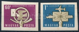 ** 1958 Levelező Hét (I.) Vágott Sor (8.000) / Mi 1555-15556 Imperforate Set - Autres & Non Classés