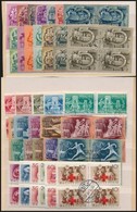 O 1940-1950-es évek 9 Klf Sor Négyestömbökben, Közte Munka, Ötéves Terv, Sakk Stb. (29.200) - Used Stamps