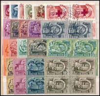 O 7 Különböző Teljes Sor 4-es Tömbökben, Benne Ötéves Terv, Lánchíd, UPU, Munka, Sport II. Stb. (25.600) - Used Stamps