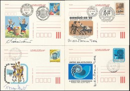 1982-1983 7 Db Klf Díjjegyes Levelezőlap Elsőnapi Bélyegzésekkel és A Tervezők Aláírásaival - Used Stamps