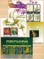 ** Virág, Orchidea Motívum 8 Db Blokk és Kisív Berakólap 2 Oldalán - Autres & Non Classés