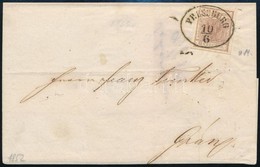 1852 6kr HP I ívszéli Nyomat Kiemelt Középrésszel, Levélen 'PRESSBURG' - Other & Unclassified