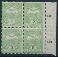 ** 1913 Turul 5f Négyestömb Fekvő Vízjellel - Other & Unclassified