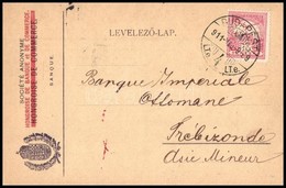 1911 Céges Levelezőlap MKB Céglyukasztásos Bélyeggel Közép-Ázsiába (Ottomán Birodalom) - Other & Unclassified