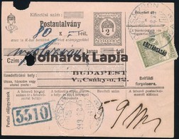 1919 Postautalvány Köztársaság 40f Bélyeggel, 80 Korona összegről - Other & Unclassified