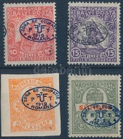 * Debrecen I. 1919 4 Klf érték, Közte Elcsúszott Felülnyomások (11.300) / 4 Stamps. Signed: Bodor - Sonstige & Ohne Zuordnung