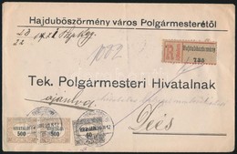 1923 Távolsági Ajánlott Levél Hivatalos 2 X 500f + 60f Bérmentesítéssel, 'Hivatalos Bélyeggel Nem Továbbítható' - Autres & Non Classés