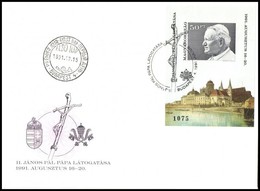 1991 II. János Pál Pápa Vágott Blokk FDC-n (6.500) - Autres & Non Classés