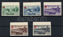 ** 1947 Vöröskereszt Mi 377-381 Vágott Sor, Pici Gumihibák / Red Cross Imperforate Set (gum Disturbance) - Autres & Non Classés