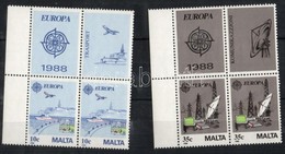 ** 1988 Europa CEPT: Közlekedés és Kommunikáció 2 Sor Négyestömbben 2 Klf Szelvénnyel + Kisív Pár Mi 794-795 - Other & Unclassified