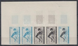 ** Niger 1963 Sport Verseny, Dakar Mi 31 5 Db Fogazatlan Színpróba ívsarki ötöscsíkban / Stripe Of 5 Different Imperfora - Altri & Non Classificati