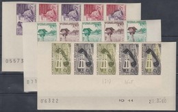 ** Új-Kaledónia 1960 100 éves Az új Kaledóniai Bélyeg Mi 371-373 15 Klf Fogazatlan Színpróba 3 Klf ötöscsíkban / 3 Strip - Andere & Zonder Classificatie