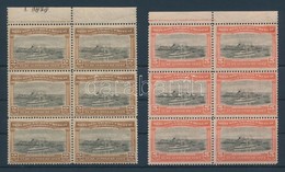 ** 1909 Montevideo-i Kikötő Egy Részének Megnyitása ívszéli 6-os Tömbökben / Mi 174-175 Margin Blocks Of 6 - Other & Unclassified