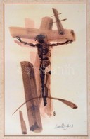 Csavlek András (1942-): Korpusz. Akvarell, Papír, Jelzett, üvegezett Keretben, 14×9 Cm - Otros & Sin Clasificación