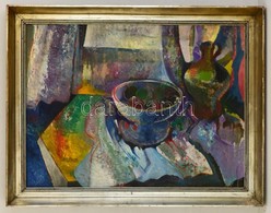 Dobi Piroska (1929-) : Asztali Csendélet. Olaj, Farost, Jelzett, Keretben, 60×80 Cm - Andere & Zonder Classificatie