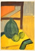 Farkas Jelzéssel: Asztali Csendélet. Akvarell, Papír, 43×30 Cm - Autres & Non Classés