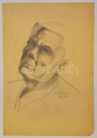 Gruber Jelzéssel: Férfi Portré. Szén, Papír, 30×21 Cm - Autres & Non Classés