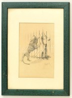 Myrbach Jelzéssel: Ájulás Az Oroszán Ketrec Előtt. Ceruza, Papír, üvegezett Keretben, 21×14 Cm - Autres & Non Classés