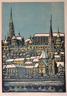 Réti Mátyás (1922-2002): Buda. Színes Linó, Papír, Jelzett, 36×24 Cm - Autres & Non Classés