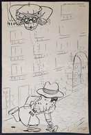 Tódor Jelzéssel: Egy Libaszárny Története. Karikatúra, Tus,akvarell, 45×30 Cm - Other & Unclassified