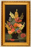 Vörös Jelzéssel: Virágcsendélet. Olaj, Farost, Keretben, 32×18 Cm - Autres & Non Classés