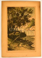 Zádor István (1882-1963): Halászat. Színezett Rézkarc, Karton, Jelzett, Paszpartuban, 35×21 Cm - Autres & Non Classés