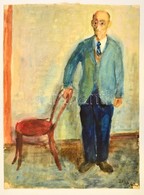 Ziffer Jelzéssel: Öreg úr Székkel. Akvarell, Papír, 40×29 Cm - Other & Unclassified