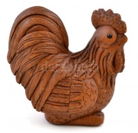 Kakas Necuke. Puszpáng, Jelzett / Cock Netsuke, Boxwood. Signed. 46 Mm - Other & Unclassified