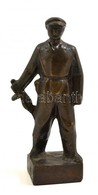 Munkásőr, Bronz Figura, Jelzés Nélkül, M: 14,5 Cm - Sonstige & Ohne Zuordnung