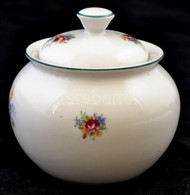 Hollóházi Porcelán Virágmintás Bonbonier, Matricás, Jelzett, Hibátlan, D: 9 Cm, M: 9 Cm - Autres & Non Classés